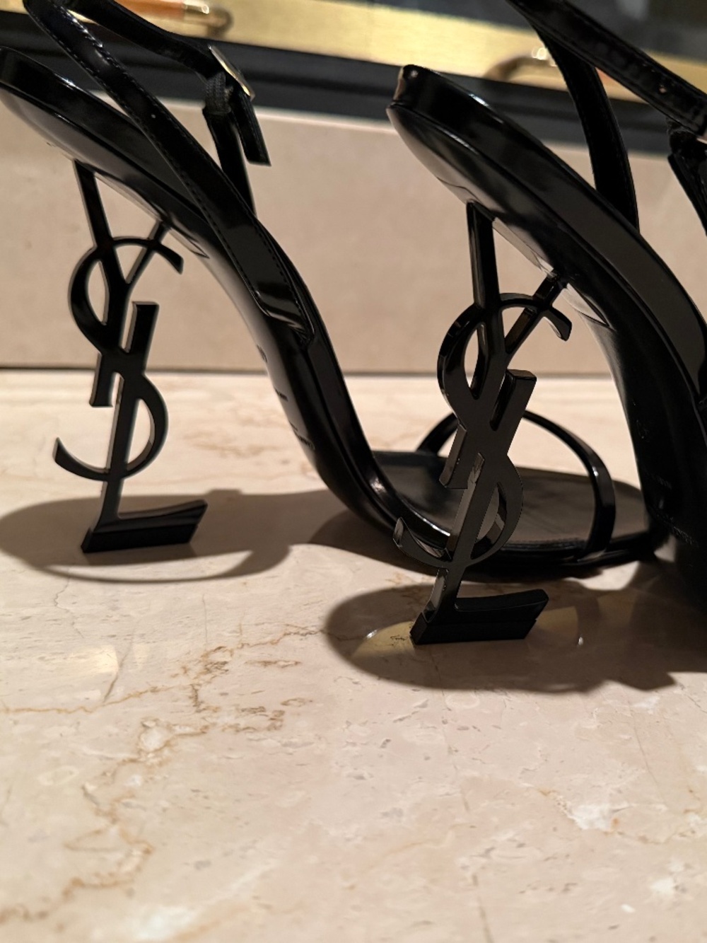 SAINT LAURENT OPYUM 110 Logo Heeled Sandals - Size 40